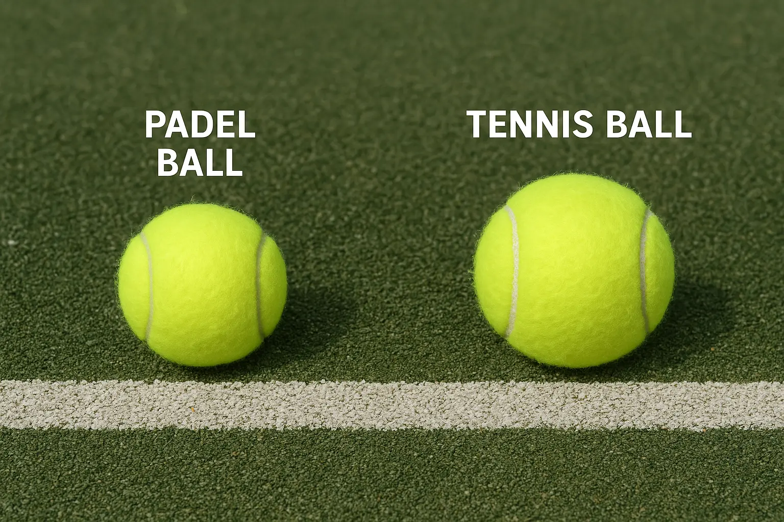 Padel ball next to a tennis ball